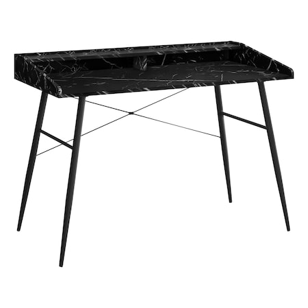 Monarch Specialties Computer Desk, Home Office, Laptop, Storage Shelves, 48"L, Work, Metal, Laminate, Black Marble Look I 7542
